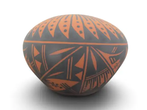 Acoma Pueblo Native American Geometric Pottery Seed Jar Pot Signed Gb, photo 1 of 9