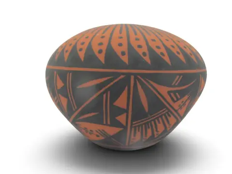 Acoma Pueblo Native American Geometric Pottery Seed Jar Pot Signed Gb, photo 2 of 9