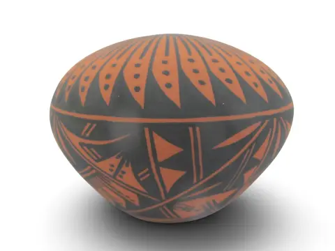 Acoma Pueblo Native American Geometric Pottery Seed Jar Pot Signed Gb, photo 3 of 9