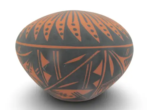 Acoma Pueblo Native American Geometric Pottery Seed Jar Pot Signed Gb, photo 6 of 9