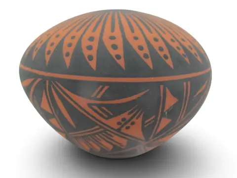 Acoma Pueblo Native American Geometric Pottery Seed Jar Pot Signed Gb, photo 7 of 9
