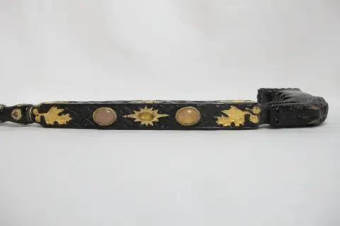 Alligator Carved Wood Gold Leaf Amber Inlaid Black Lacquer Walking Stick Cane, photo 11 of 12