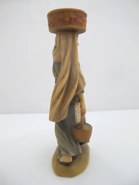 Anri Italy Ulrich Bernardi Wood Shepardess With Fruit Basket Nativity Figurine, photo 4 of 7