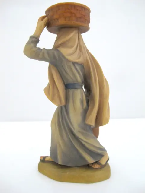 Anri Italy Ulrich Bernardi Wood Shepardess With Fruit Basket Nativity Figurine, photo 6 of 7