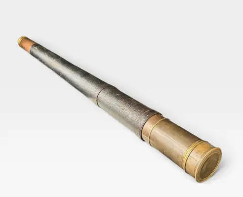 Antique 36" Brass and Leather Wrapped Spyglass Floor Maritime Telescope, photo 1 of 7