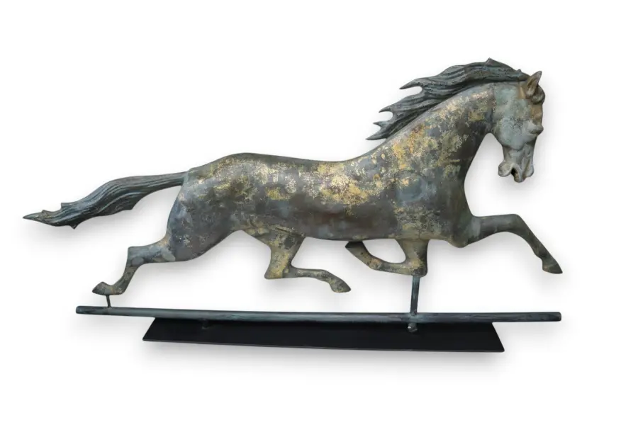 Antique American Large Gilt Copper Horse Weathervane