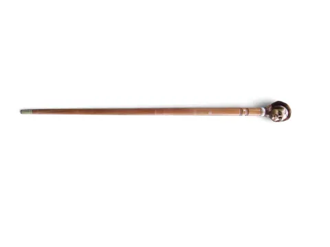 Antique Folk Art Hand Carved Wood Young Male Alpine Hat Boy Walking Stick Cane, photo 2 of 11