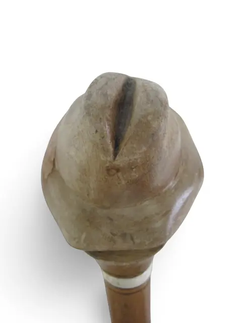 Antique Folk Art Hand Carved Wood Young Male Alpine Hat Boy Walking Stick Cane, photo 11 of 11