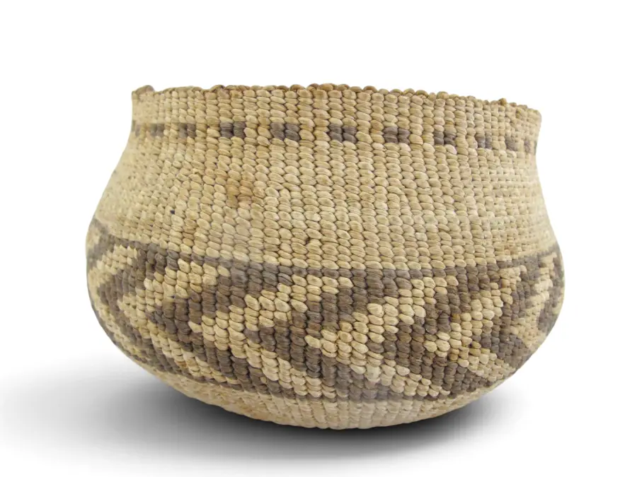 Antique Northern California Hupa/Yurok/Karuk Native CHEVRON Basket Bowl