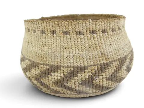 Antique Northern California Hupa/Yurok/Karuk Native Chevron Basket Bowl, photo 2 of 11