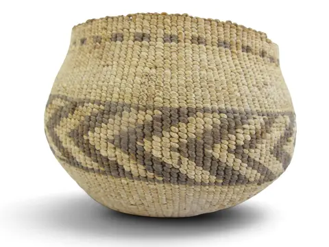 Antique Northern California Hupa/Yurok/Karuk Native Chevron Basket Bowl, photo 9 of 11