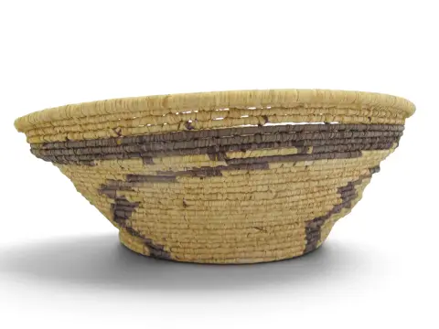 Apache Native American Whirling Bolt Zig Zag Coiled Basket Bowl 8 1/2", photo 3 of 9