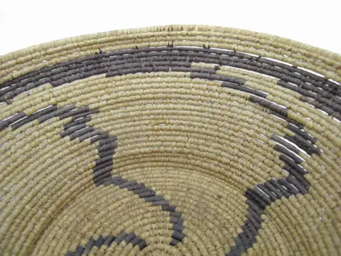 Apache Native American Whirling Bolt Zig Zag Coiled Basket Bowl 8 1/2", photo 6 of 9