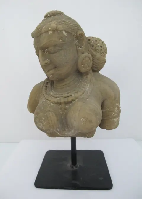 Apsara Devata Celestial Deity Carved Stone India Hindu Bust Sculpture Statue, photo 1 of 12