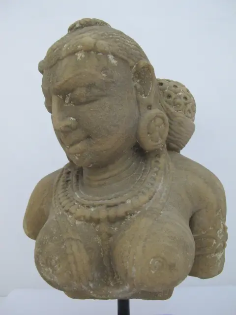 Apsara Devata Celestial Deity Carved Stone India Hindu Bust Sculpture Statue, photo 2 of 12