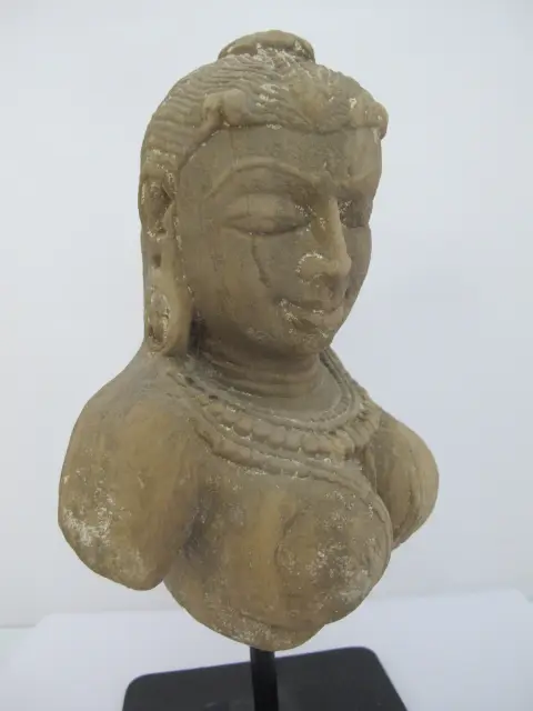 Apsara Devata Celestial Deity Carved Stone India Hindu Bust Sculpture Statue, photo 4 of 12