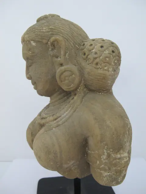 Apsara Devata Celestial Deity Carved Stone India Hindu Bust Sculpture Statue, photo 8 of 12