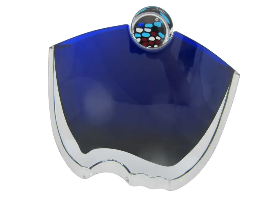BACCARAT Crystal Cobalt Blue OCEANIE Kaleidoscope Stopper Sculpture Vase