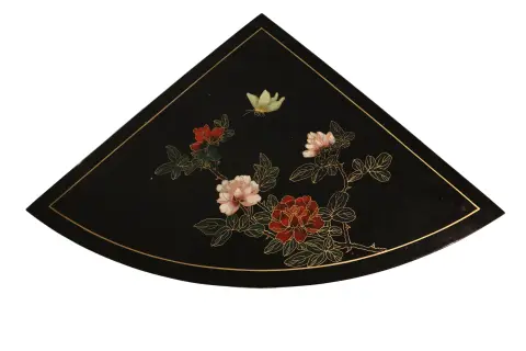 Black Lacquer Chinese Corner Cabinet With Inlaid Stone, photo 3 of 10