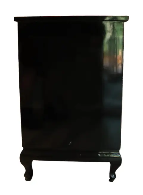 Black Lacquer Chinese Corner Cabinet With Inlaid Stone, photo 6 of 10