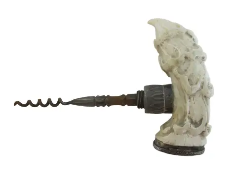 Carved Deer Stag Antler Snuff Box Walking Stick Cane With Hidden Corkscrew, photo 6 of 10