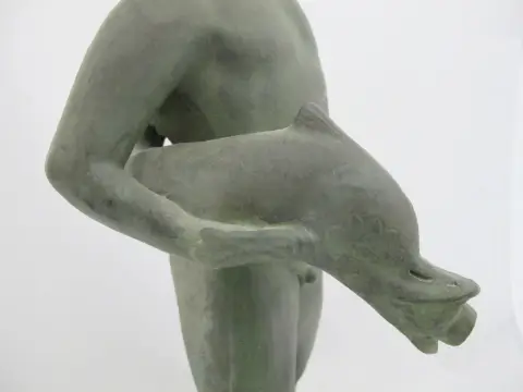Cherub Putto With Dolphin Amr Pompeii Fountain Replica Composite Statue, photo 8 of 12