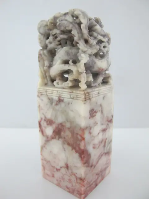 Chinese 3D Carved Fish & Bird Shoushan Stone Chop Seal Stamp, photo 1 of 12