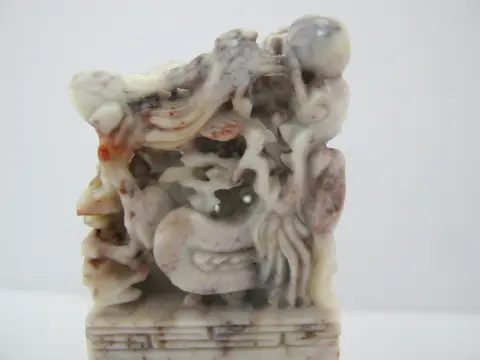 Chinese 3D Carved Fish & Bird Shoushan Stone Chop Seal Stamp, photo 10 of 12