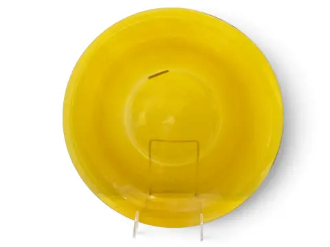 Chinese Amber Yellow Clear Peking Glass Large Rimmed Bowl, photo 1 of 8