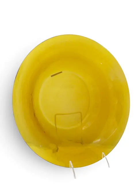 Chinese Amber Yellow Clear Peking Glass Large Rimmed Bowl, photo 2 of 8