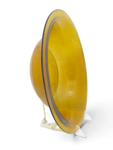 Chinese Amber Yellow Clear Peking Glass Large Rimmed Bowl, photo 3 of 8