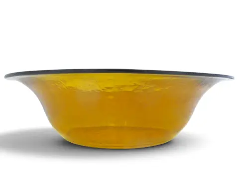 Chinese Amber Yellow Clear Peking Glass Large Rimmed Bowl, photo 5 of 8