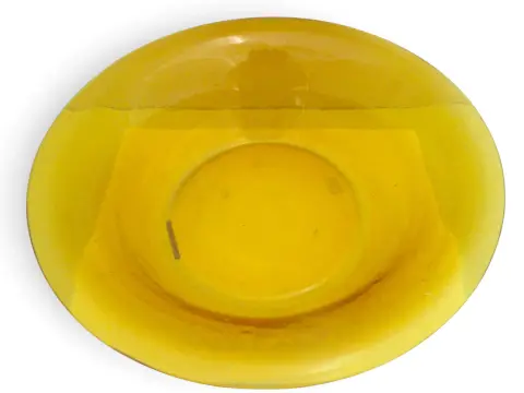Chinese Amber Yellow Clear Peking Glass Large Rimmed Bowl, photo 6 of 8