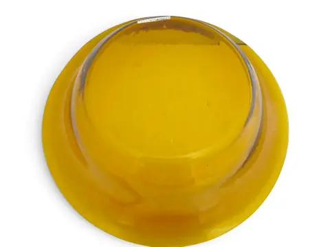 Chinese Amber Yellow Clear Peking Glass Large Rimmed Bowl, photo 7 of 8
