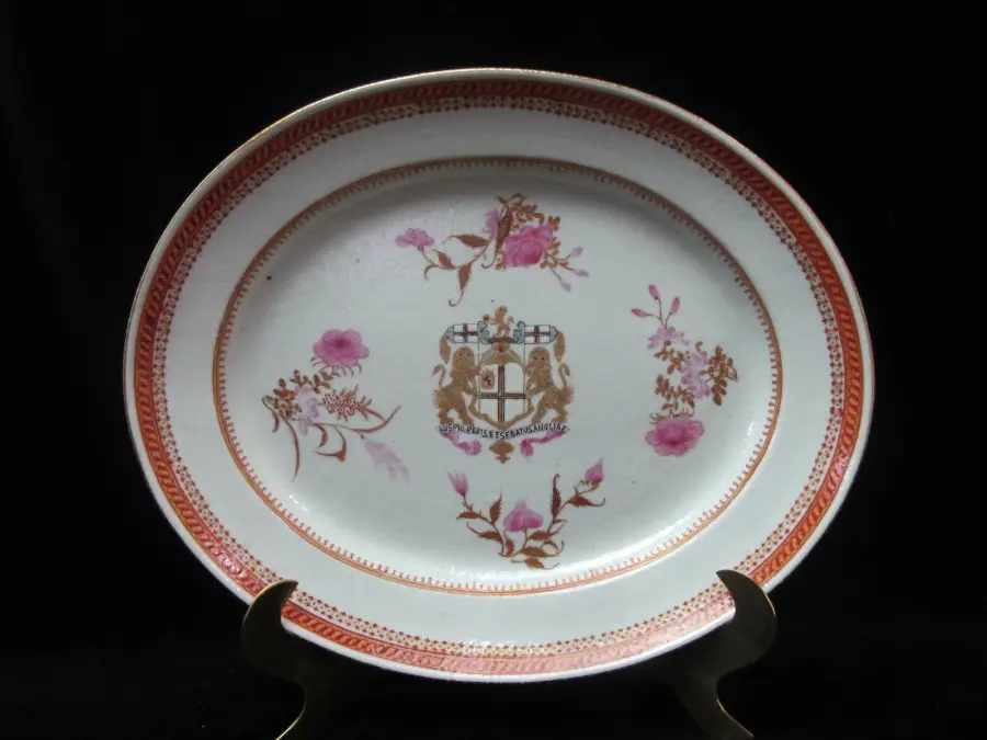 CHINESE Export Porcelain ARMORIAL British East India Reproduction Oval Platter