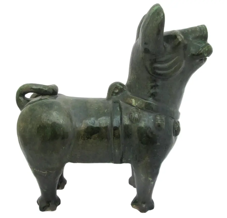 Chinese Green Glazed DOG Han Style Pottery Tomb Guardian Sculpture