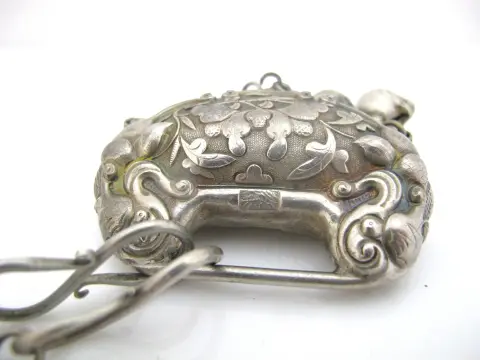 Chinese Longevity Spirit Lock Pure Silver Pendant Dangle Necklace, photo 12 of 12