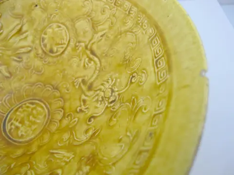 Chinese Ming Hongzhi Style Dragon & Phoenix Delicate Yellow Bowl, photo 8 of 12