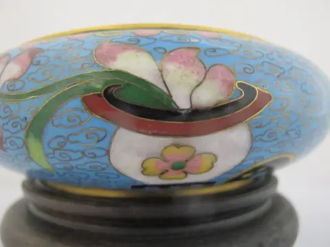 Chinese Turquoise Cloisonne Vase Flower Brush Washer Bowl Custom Stand, photo 5 of 12