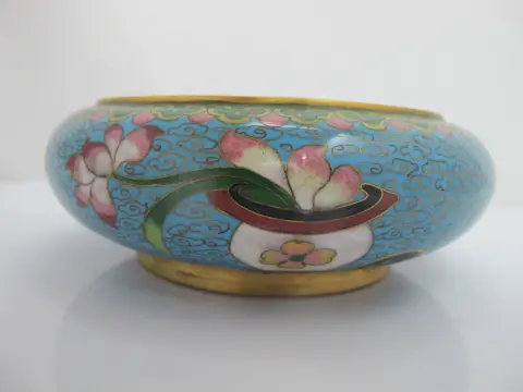 Chinese Turquoise Cloisonne Vase Flower Brush Washer Bowl Custom Stand, photo 10 of 12