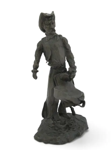 Colorado Cowboy With Saddle James Turner Sr. Western Art Bronze Statue, photo 1 of 12