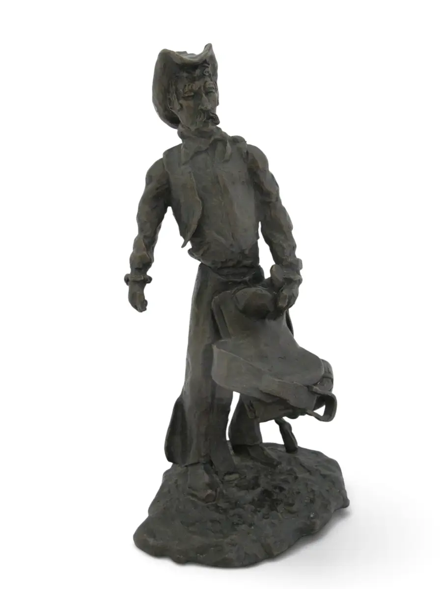 Colorado COWBOY with SADDLE James Turner Sr. Western Art Bronze Statue