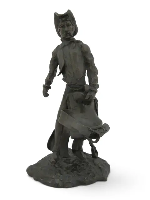 Colorado Cowboy With Saddle James Turner Sr. Western Art Bronze Statue, photo 2 of 12