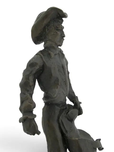 Colorado Cowboy With Saddle James Turner Sr. Western Art Bronze Statue, photo 11 of 12
