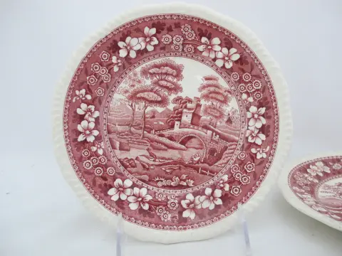 Copeland Spode Tower Pink Pastoral 7 3/4" Salad Plate Set of 5, photo 4 of 10