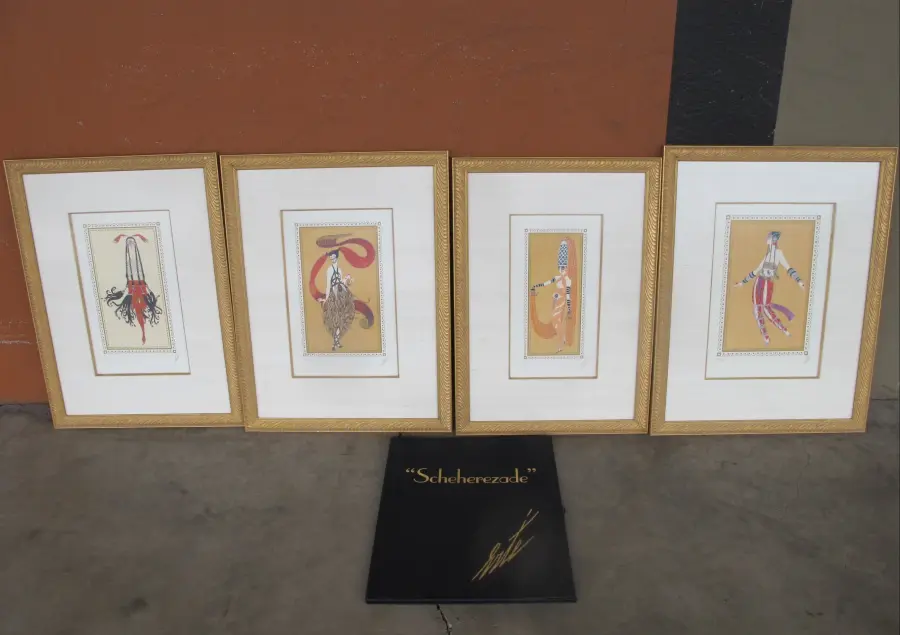 ERTE Romain de Tirtoff SCHEHERZADE Suite ART DECO Signed Serigraph Set of 4