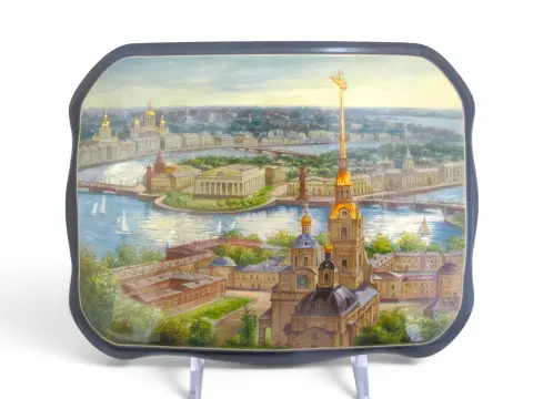 Fedoskino Russian Saint Petersburg Cityscape Hand Painted Lacquer Box, photo 1 of 12