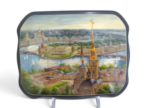 Fedoskino Russian Saint Petersburg Cityscape Hand Painted Lacquer Box, photo 3 of 12
