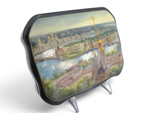 Fedoskino Russian Saint Petersburg Cityscape Hand Painted Lacquer Box, photo 4 of 12