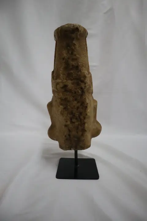 Hand Carved Stone Head of Indian Deity Statue on Stand, photo 6 of 12